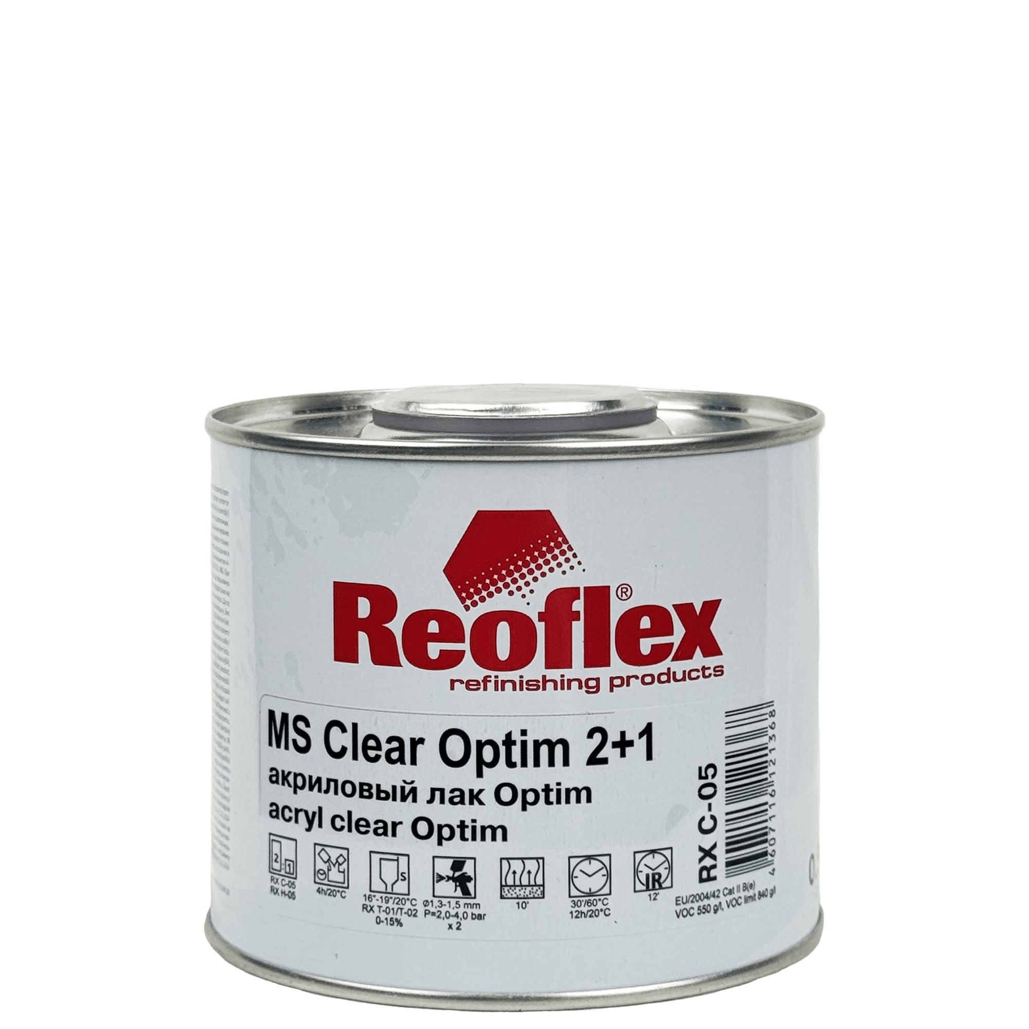 REOFLEX RX C-05 MS Clear Optim Акриловый лак 0,5л + 0,25л (RX H-05) превью #1
