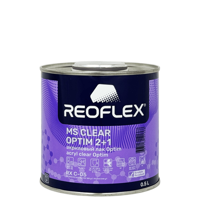 REOFLEX RX C-05 MS Clear Optim Акриловый лак 0,5л + 0,25л (RX H-05)