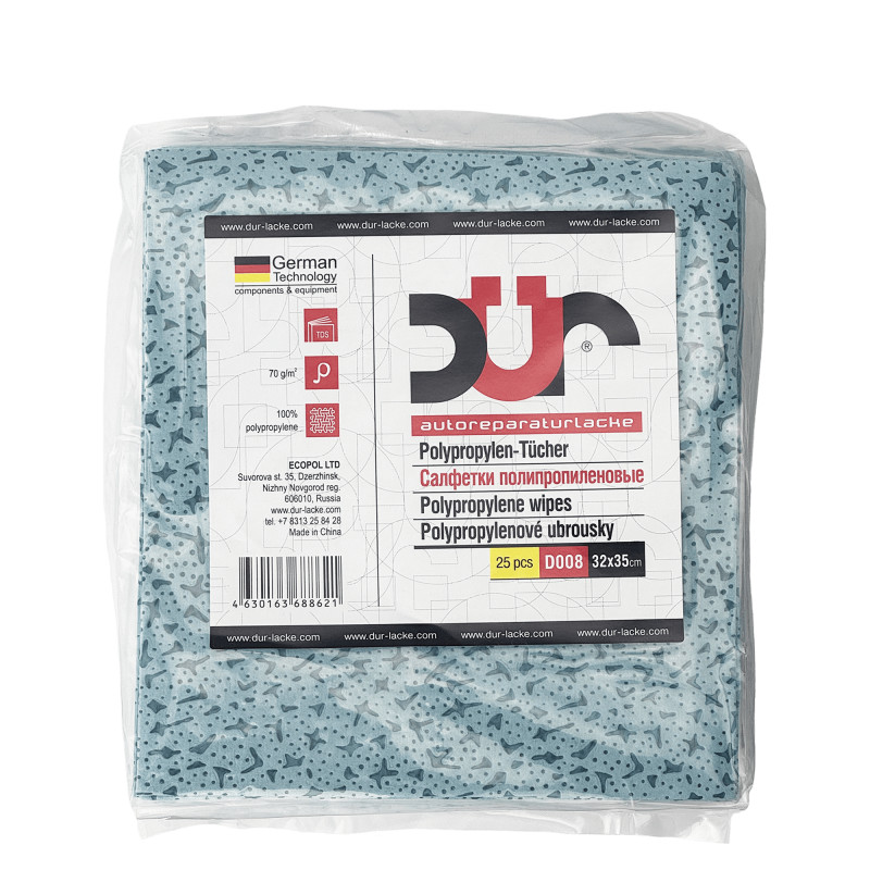 DUR D008 Салфетки полипропиленовые 32см х 35см (25 шт в пакете)