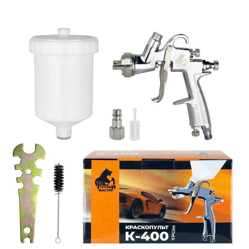 РУССКИЙ МАСТЕР РМ-14955 Краскопульт K400 LVLP верхний бачок дюза 1,3мм