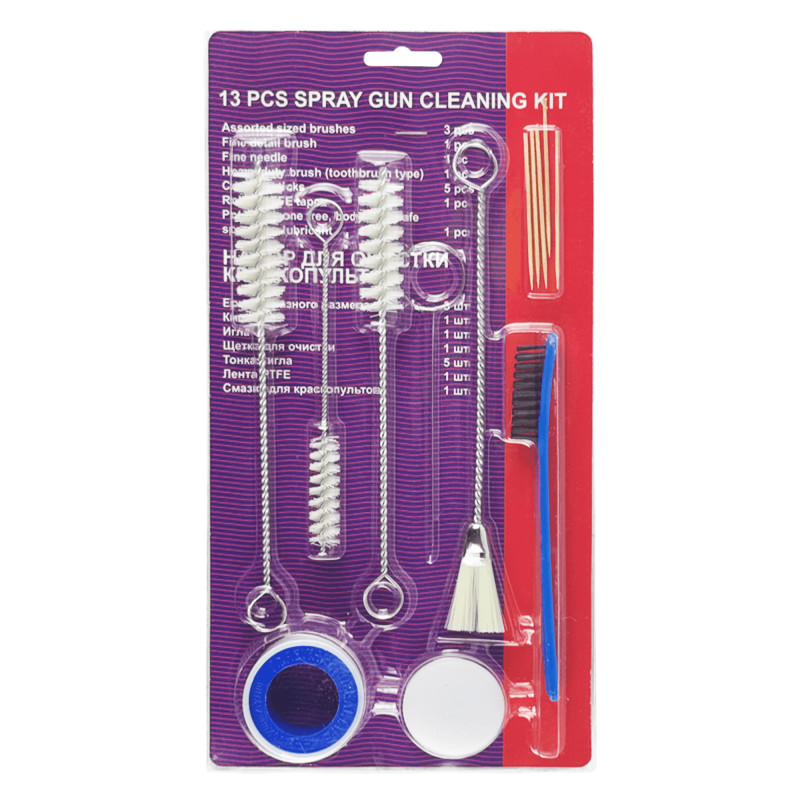 SPRAY GUN CLEANING KIT Набор для чистки окрасочных пистолетов (13 предметов)