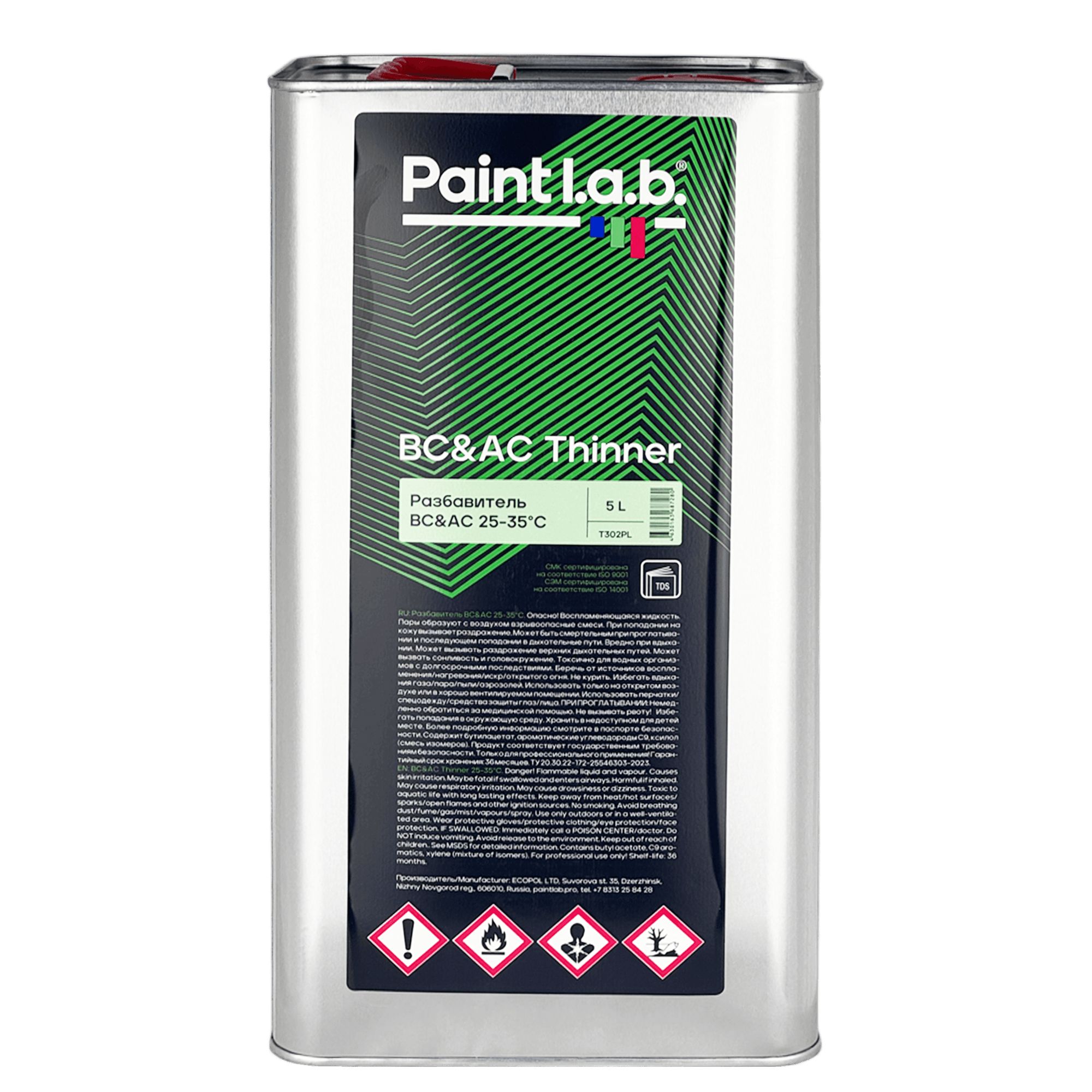 PAINT L.A.B. T302PL BC&AC Thinner Разбавитель универсальный медленный 5л 