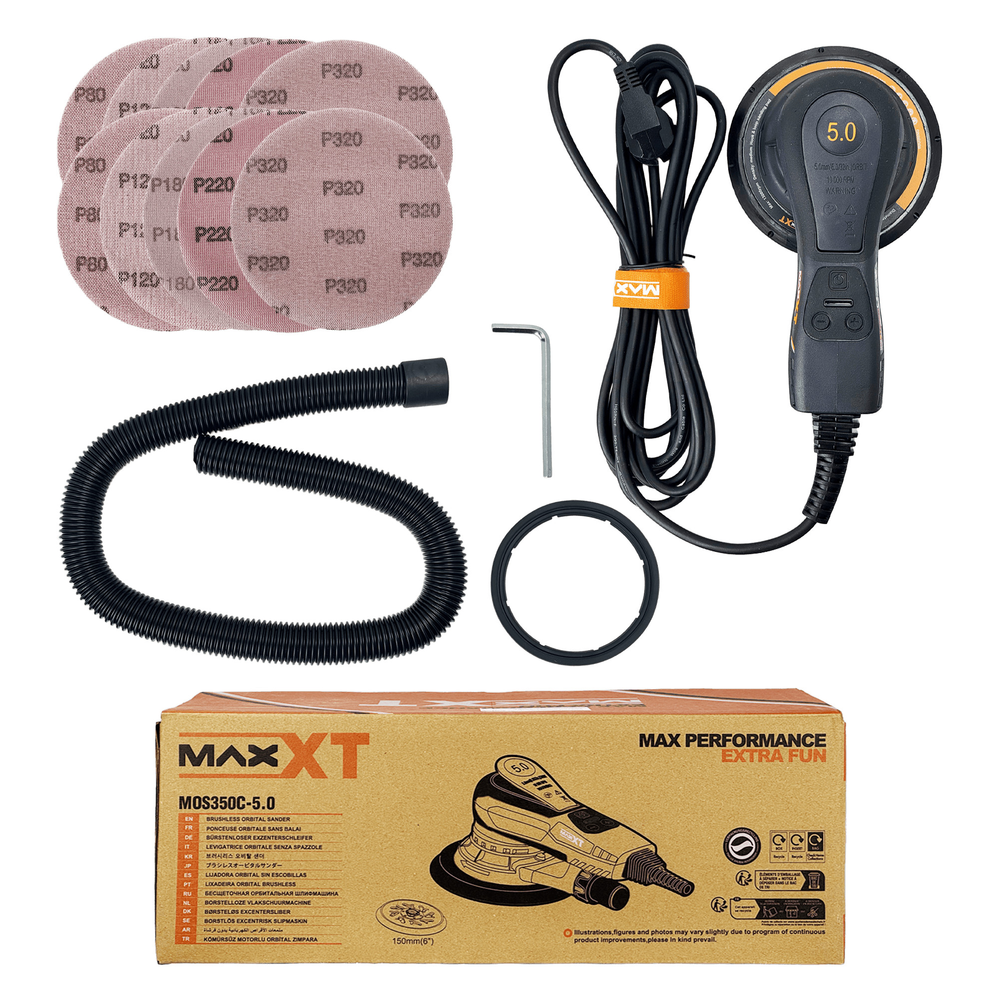 MAXXT MOS350C-5.0 Электрическая бесщеточная эксцентриковая шлифовальная машина 150мм 5мм превью #6