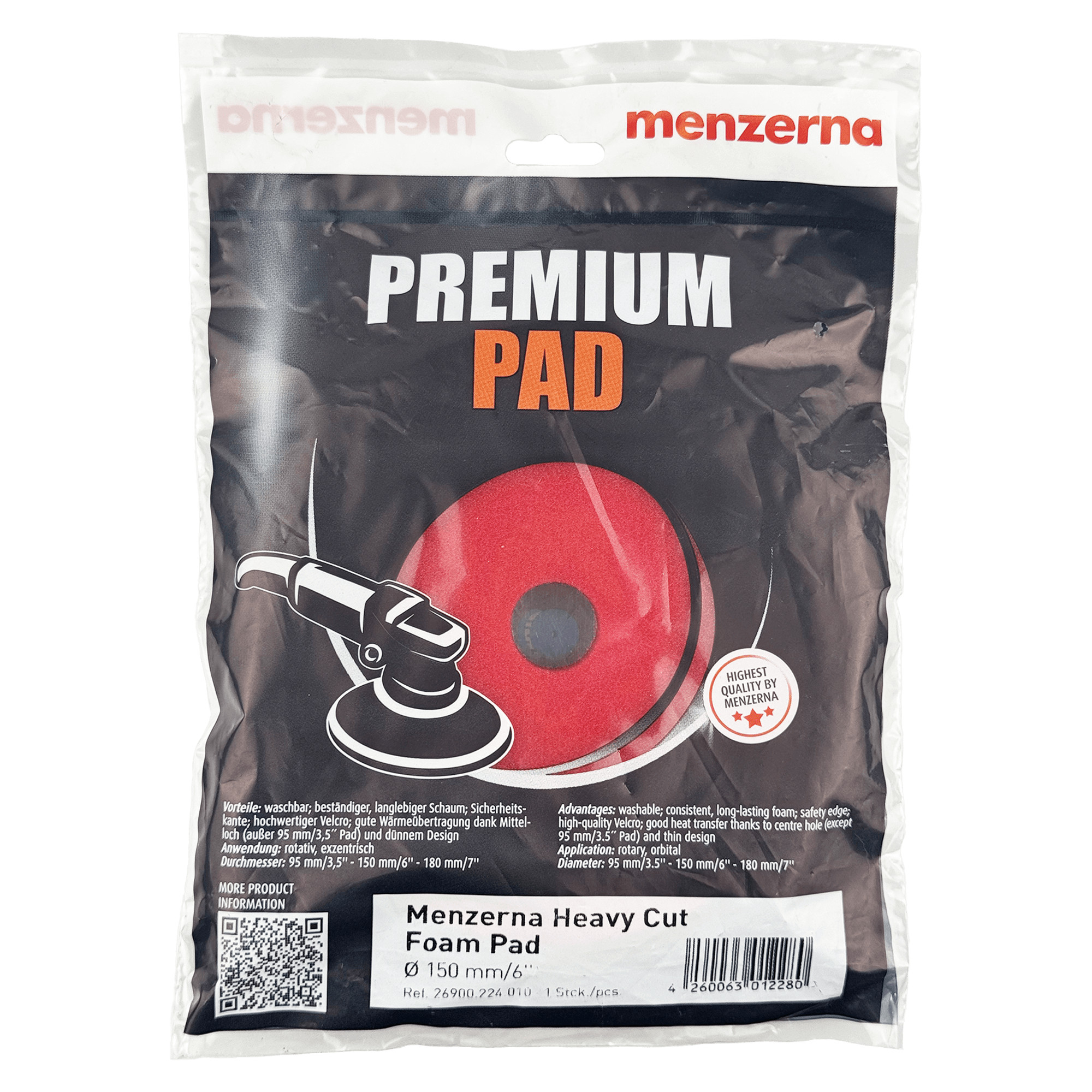 MENZERNA Heavy Cut Foam Pad Сверхпрочный поролоновый полировальный диск 130/150мм превью #3