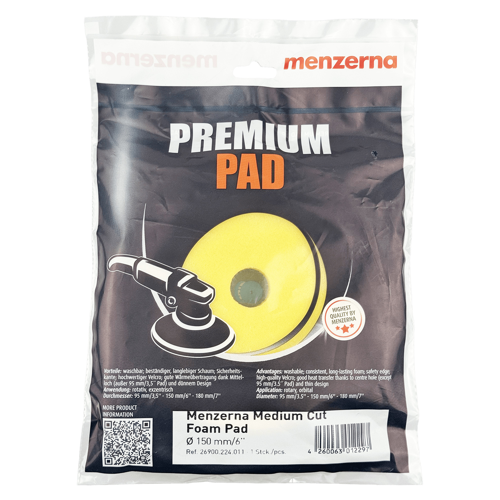 MENZERNA Medium Cut Foam Pad Сверхпрочный поролоновый полировальный диск 130/150мм превью #3