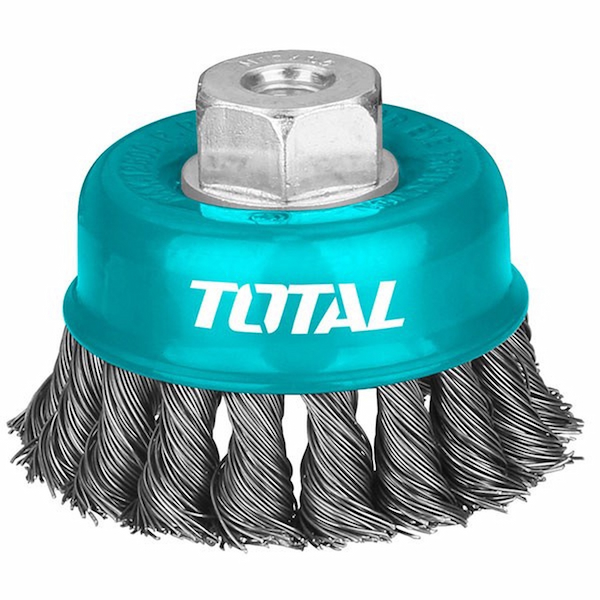 TOTAL TAC32051 Щетка по металлу "Чаша" витая стальная проволока 125мм 
