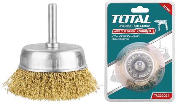 TOTAL TAC33021 Щетка по металлу "Чаша" латунированная проволка 50мм