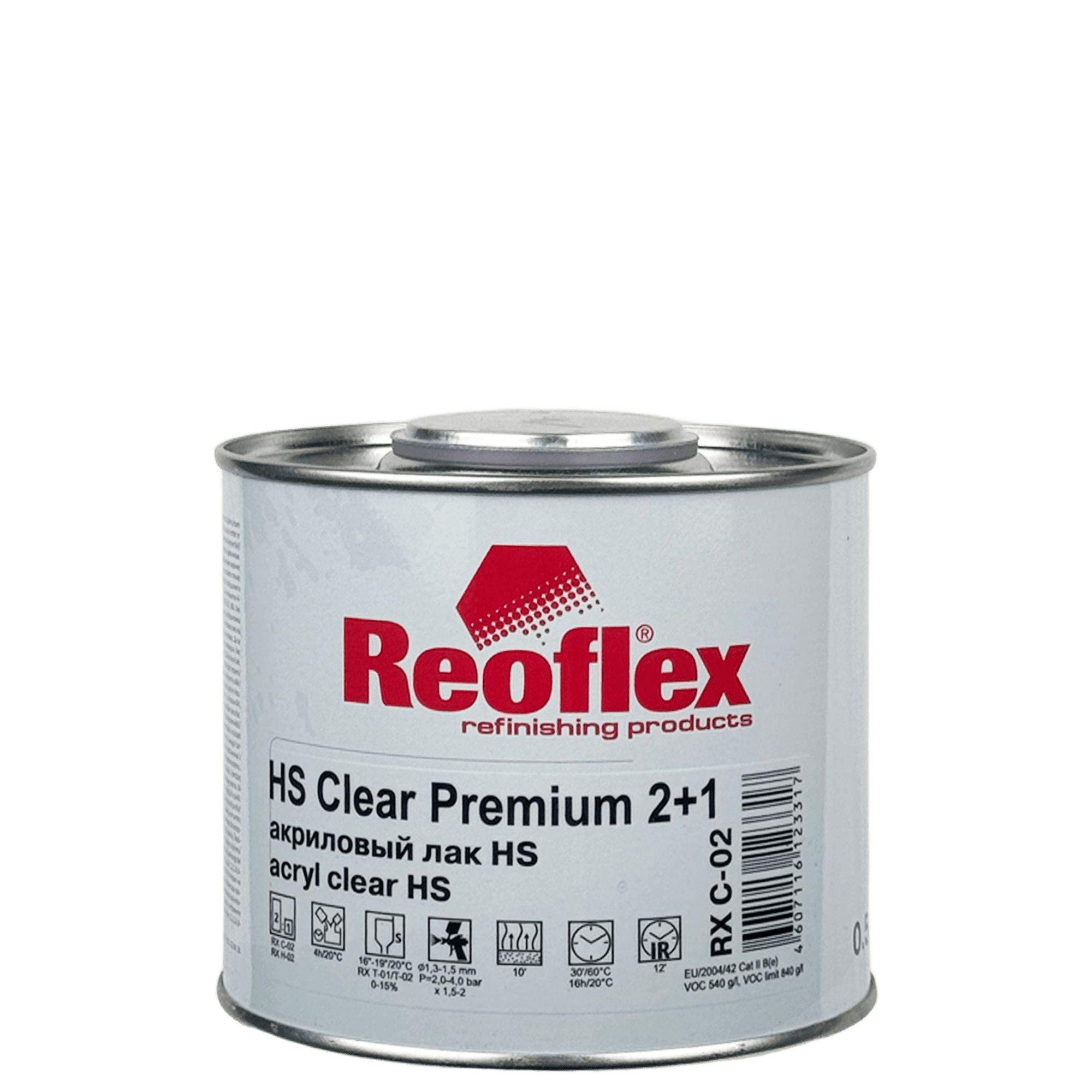 REOFLEX RX C-02 HS Clear Premium Акриловый лак 0.5л + 0,25л (RX H-02) превью #1