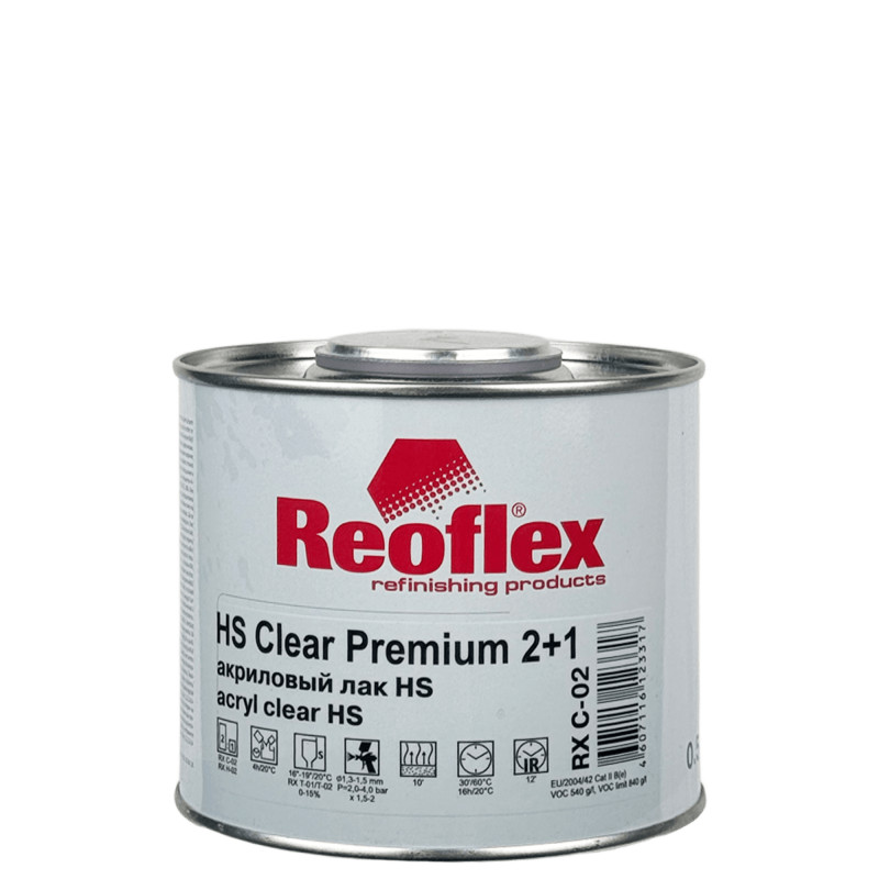 REOFLEX RX C-02 HS Clear Premium Акриловый лак 0.5л + 0,25л (RX H-02)